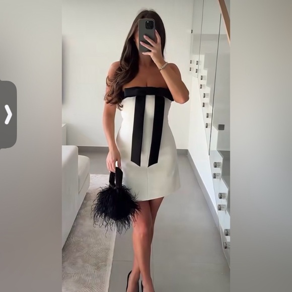 Zara Strapless Bow Dress White XL - Picture 2 of 12